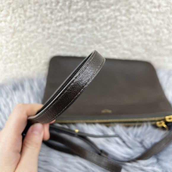 Celine Trio Goatskin Army Olive Green Phoebe Philo Small Crossbody Hand Bag EUC - Picture 10 of 15